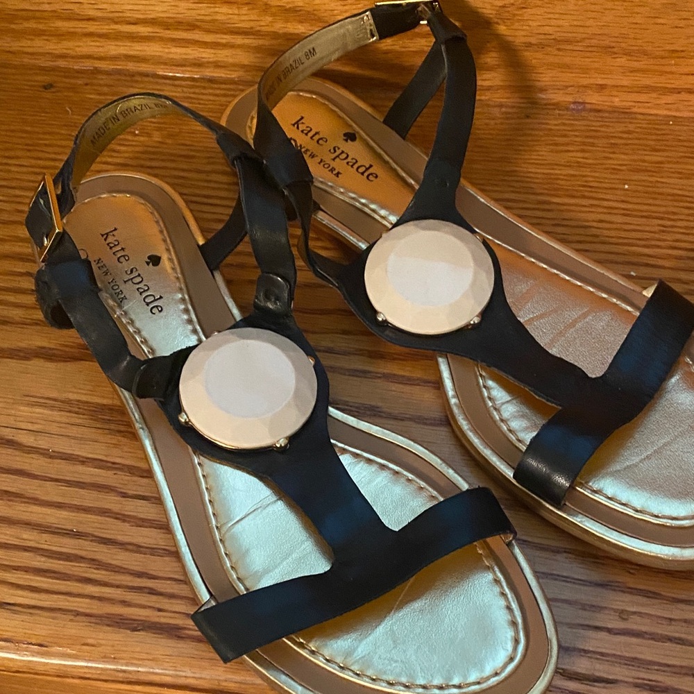 Kate Spade Black and Gold Sandals